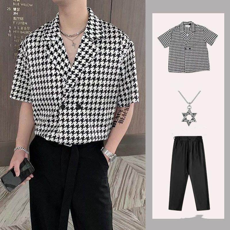 Buycenter Men's Short Sleeve Shirt - Thin Suit Collar Cotton Top - Buy Center