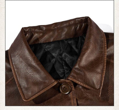 Stylish PU Leather Mid-Length Trench Coat for Men & Women - Black & Brown - Buy Center