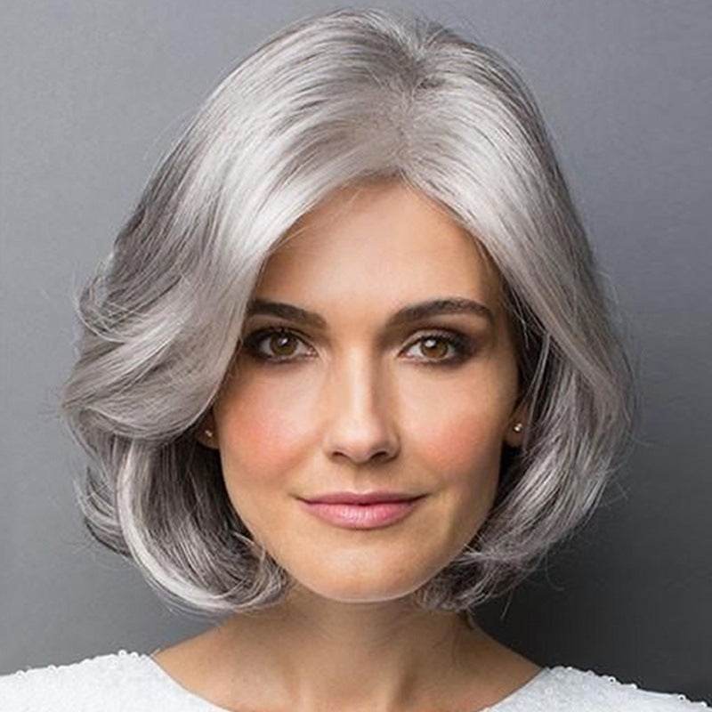 Silver Gray Short Curly Wig - Stylish Bobo Look for Any Occasion - Buy Center