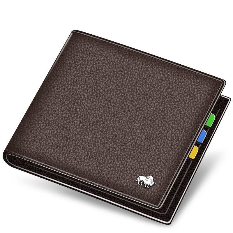 Men's Short Cowhide Wallet - Premium Leather, Multiple Card Slots, Stylish - Buy Center