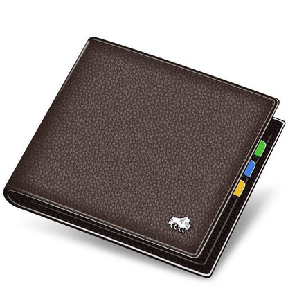 Men's Short Cowhide Wallet - Premium Leather, Multiple Card Slots, Stylish - Buy Center