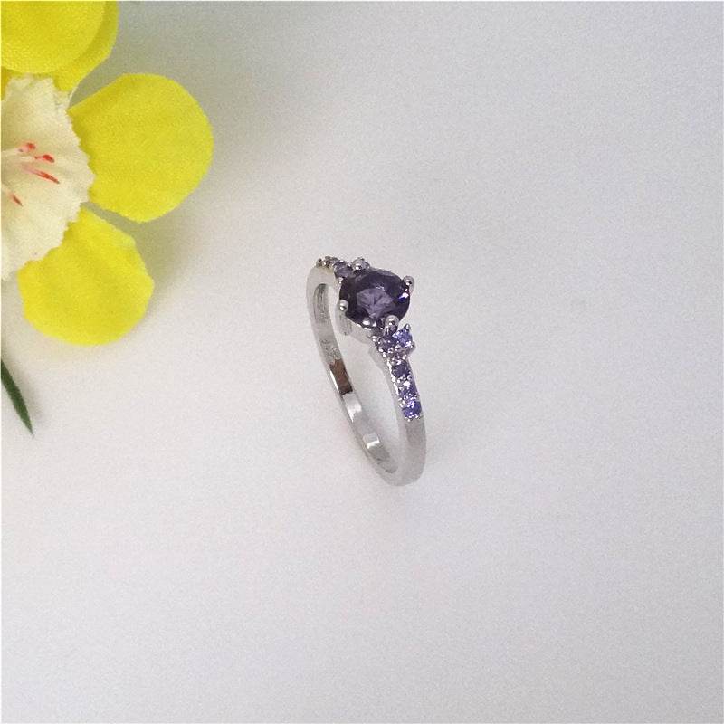 Women's Purple Gemstone Copper Ring - Elegant Korean Style Accessory - Buy Center