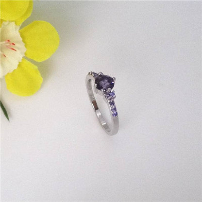 Women's Purple Gemstone Copper Ring - Elegant Korean Style Accessory - Buy Center