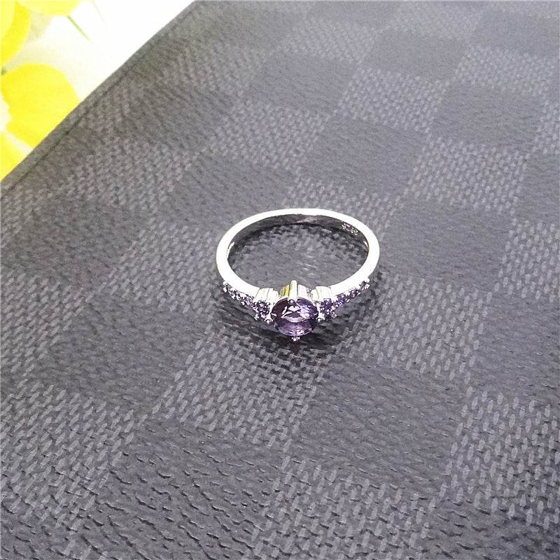 Women's Purple Gemstone Copper Ring - Elegant Korean Style Accessory - Buy Center