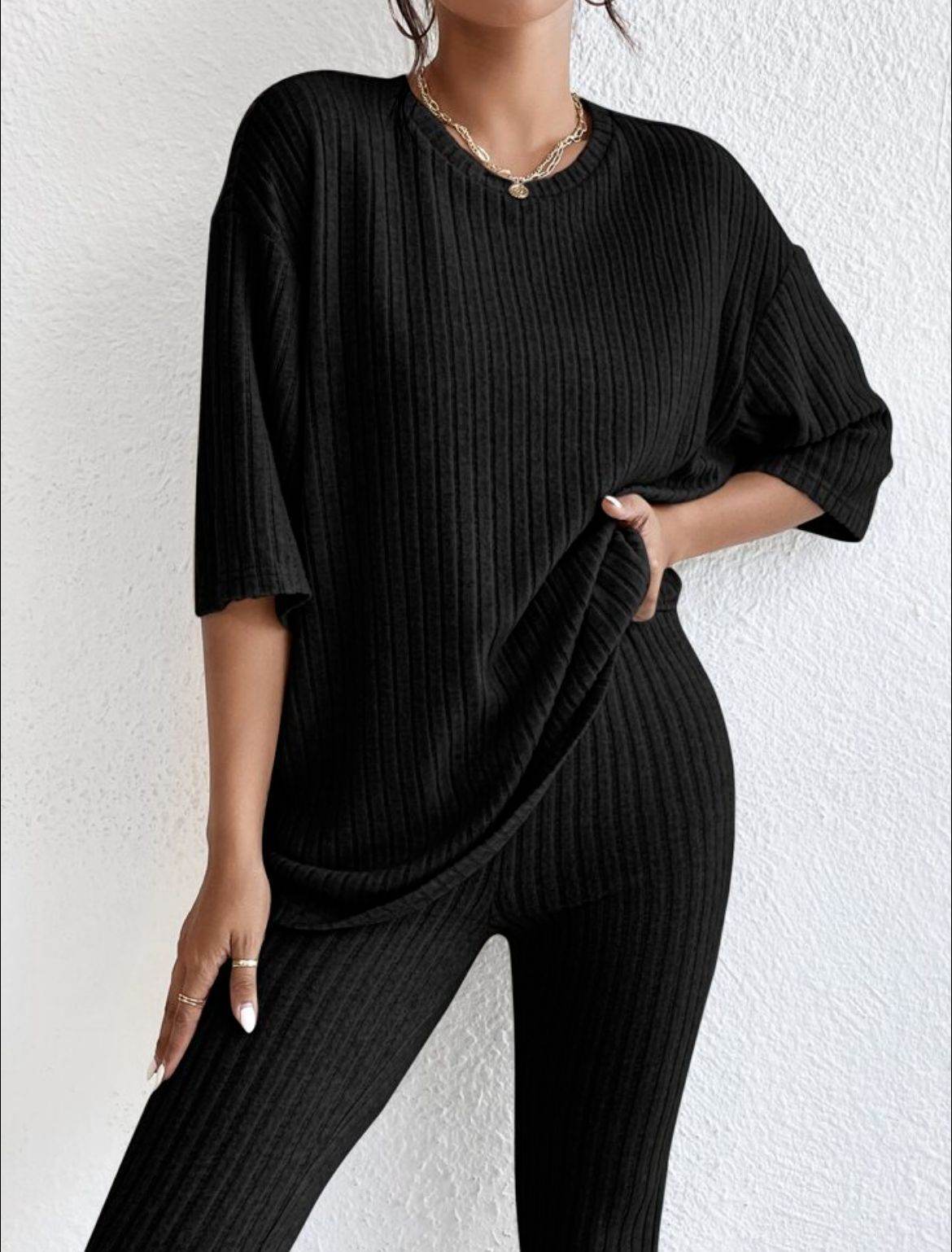 Buycenter Women's Loose Casual Trousers - Solid Color Homewear Set - Buy Center