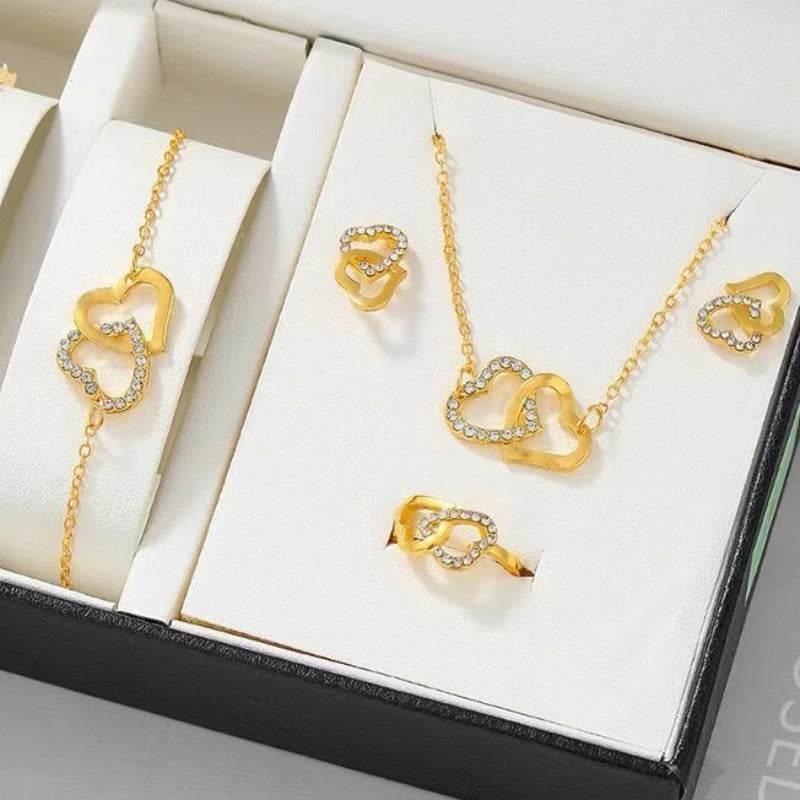 Buy Center Women's All-match Jewelry Set - Heart Shape Necklace & Rings - Buy Center