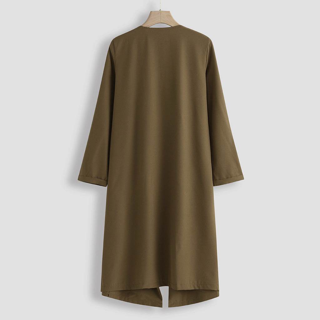 Buycenter Women's Mid-Length Trench Coat - Solid Color, Stylish Commuter Outerwear - Buy Center