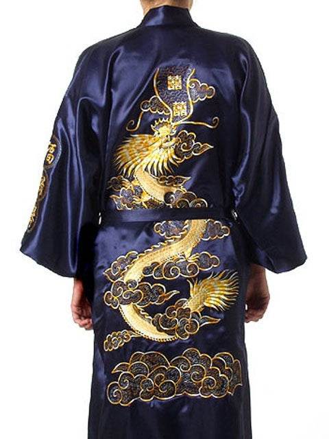 Stylish Men's Embroidered Nightgown - Comfortable Polyester Robe 2025 - Buy Center