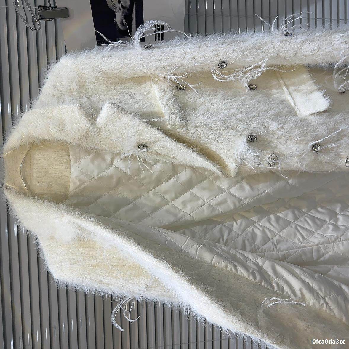 Buycenter Women's Quilted Mink Fur Trench - Classic Rhinestone Style - Buy Center