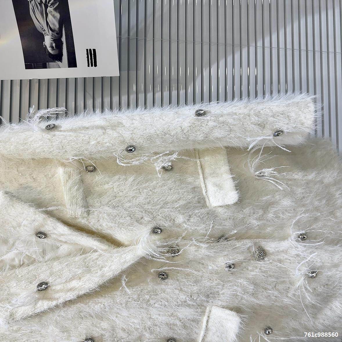 Buycenter Women's Quilted Mink Fur Trench - Classic Rhinestone Style - Buy Center