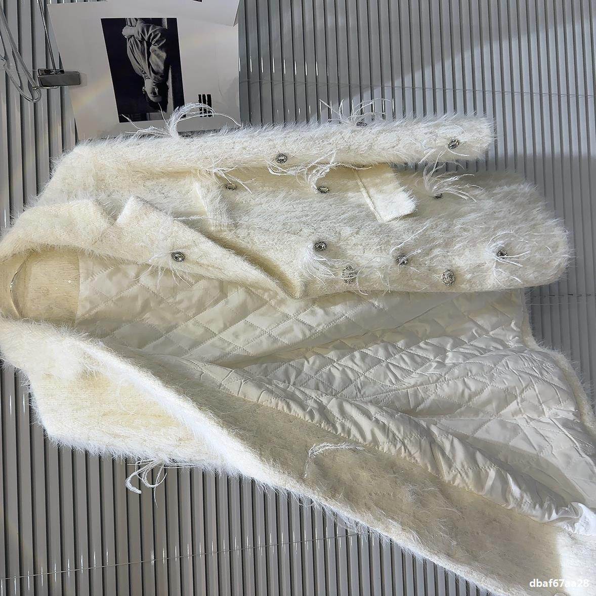 Buycenter Women's Quilted Mink Fur Trench - Classic Rhinestone Style - Buy Center