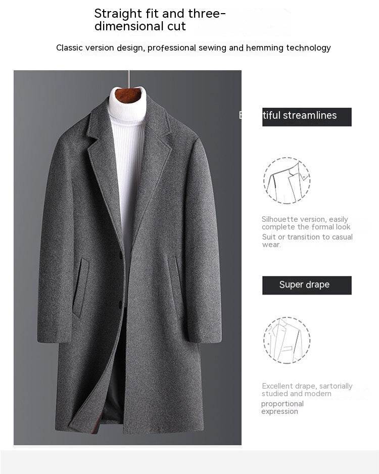 Korean Style Woolen Coat for Winter - Thick Velvet & Casual Elegance - Buy Center