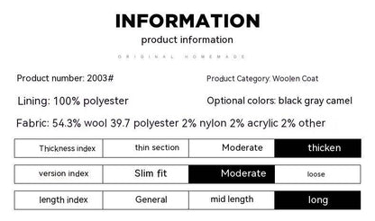 Winter Woolen Men's Slim Trench Coat - Thick Warm Casual Jacket 2025 - Buy Center