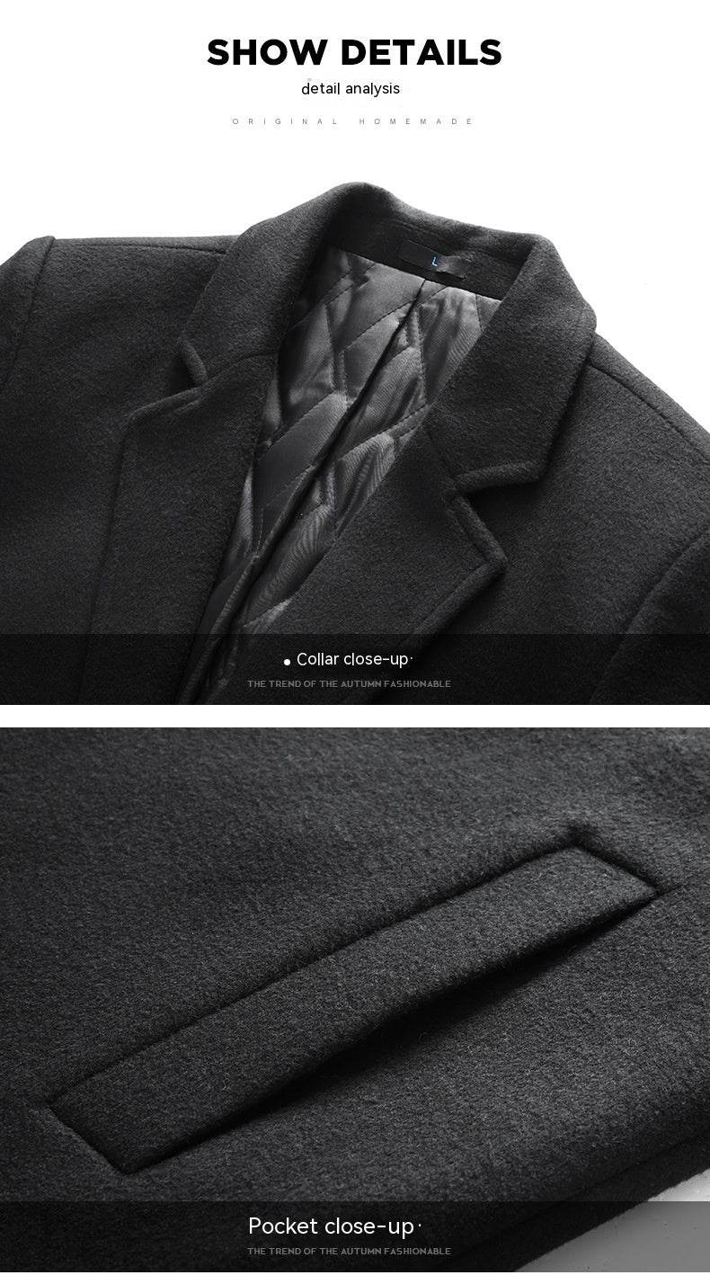 Winter Woolen Men's Slim Trench Coat - Thick Warm Casual Jacket 2025 - Buy Center
