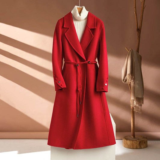 Buycenter Women's Wool Blend Cashmere Coat - Autumn Winter Long Design - Buy Center