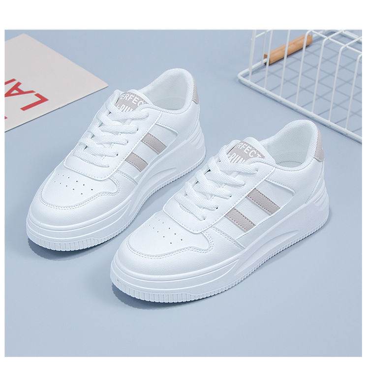 Stylish Women's Casual Sports Sneakers - Low Top White & Blue Leather - Buy Center