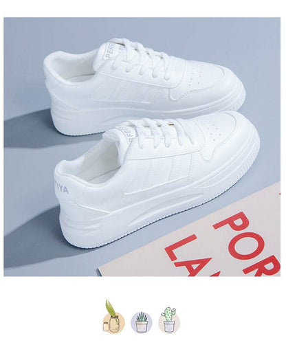 Stylish Women's Casual Sports Sneakers - Low Top White & Blue Leather - Buy Center