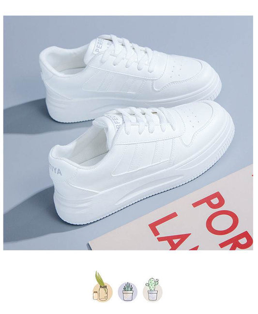 Stylish Women's Casual Sports Sneakers - Low Top White & Blue Leather - Buy Center