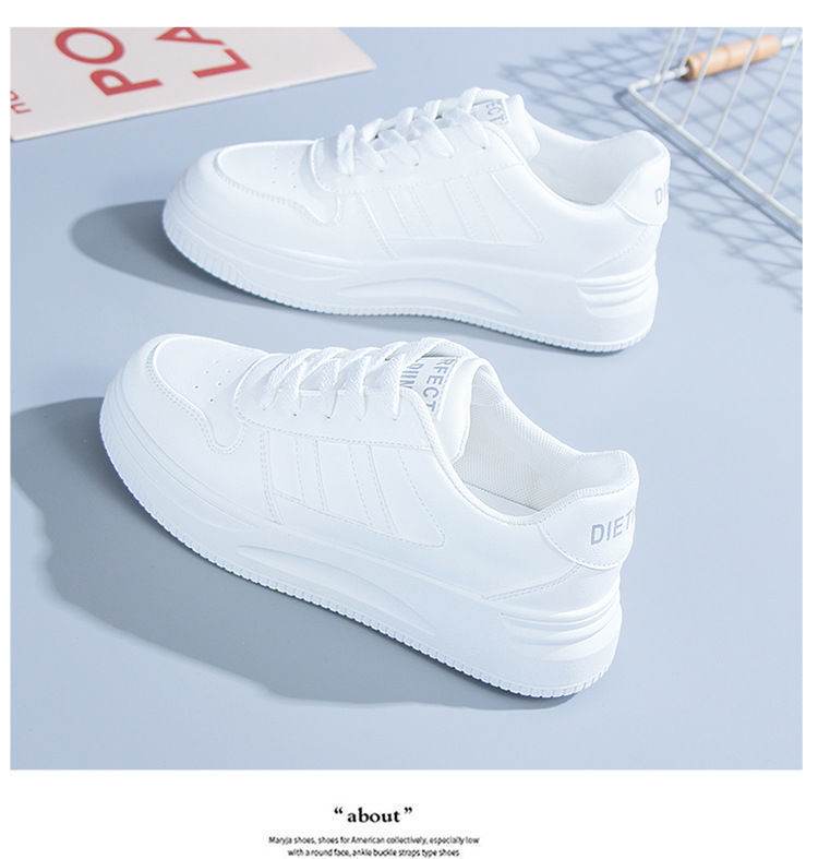 Stylish Women's Casual Sports Sneakers - Low Top White & Blue Leather - Buy Center