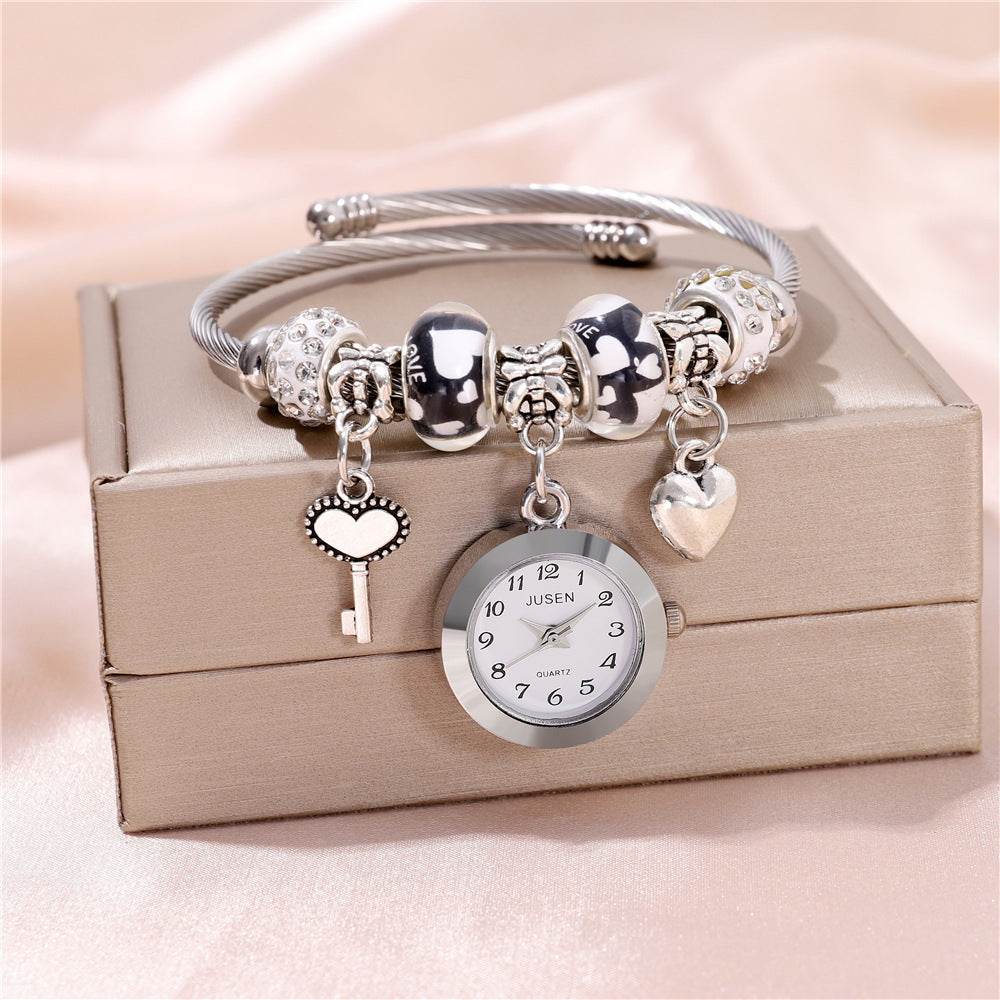 Women's Bangle Watch - Quartz Love Heart Pendant, Minimalist Design - Buy Center