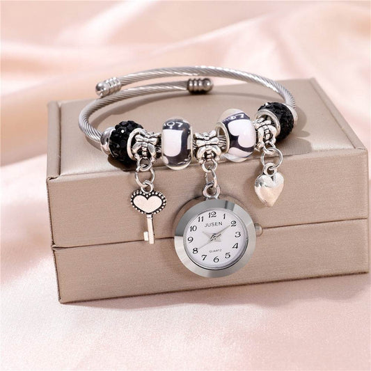 Women's Bangle Watch - Quartz Love Heart Pendant, Minimalist Design - Buy Center