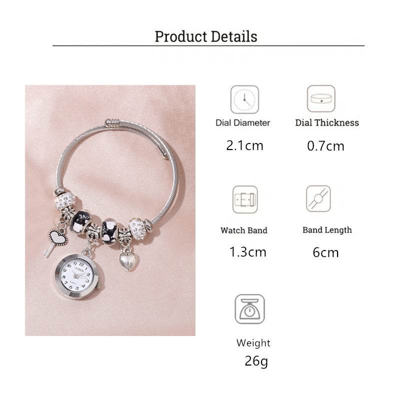 Women's Bangle Watch - Quartz Love Heart Pendant, Minimalist Design - Buy Center