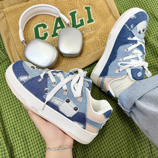 Denim Canvas Cold Glue Shoes - Breathable Low Top Casual Footwear - Buy Center