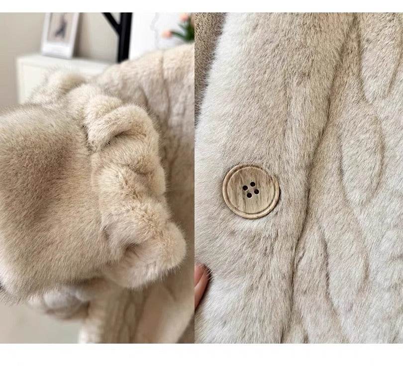 Buycenter Elegant Twist Mink Coat - Faux Fur for Women in Cream & Brown - Buy Center