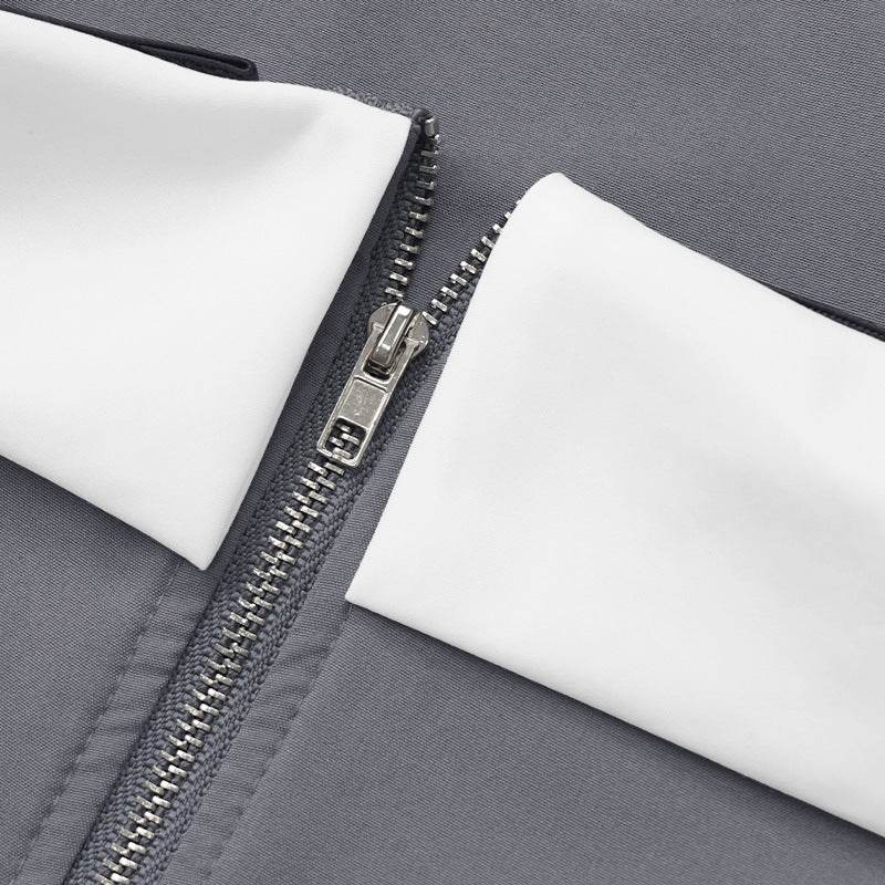 Contrast Color Two-Piece Jumpsuit - Trendy Gray & Black Wide-Leg Style - Buy Center