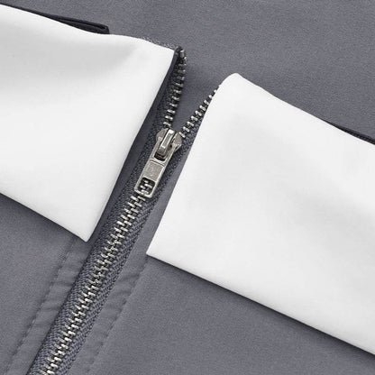 Contrast Color Two-Piece Jumpsuit - Trendy Gray & Black Wide-Leg Style - Buy Center