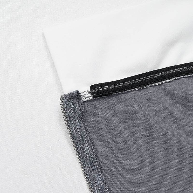 Contrast Color Two-Piece Jumpsuit - Trendy Gray & Black Wide-Leg Style - Buy Center