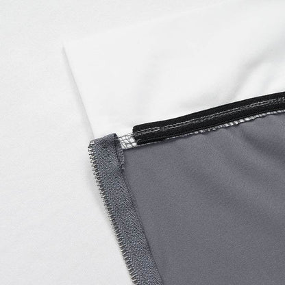 Contrast Color Two-Piece Jumpsuit - Trendy Gray & Black Wide-Leg Style - Buy Center