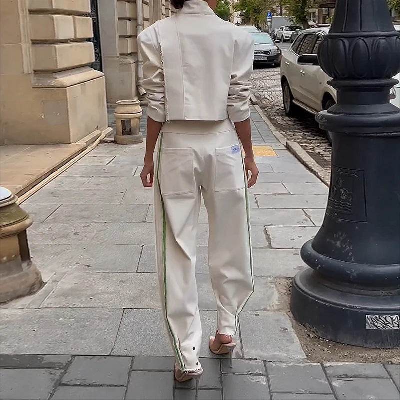 Elegant Solid Color Trousers Suit - Stylish Lapel Jumpsuit Set 2025 - Buy Center