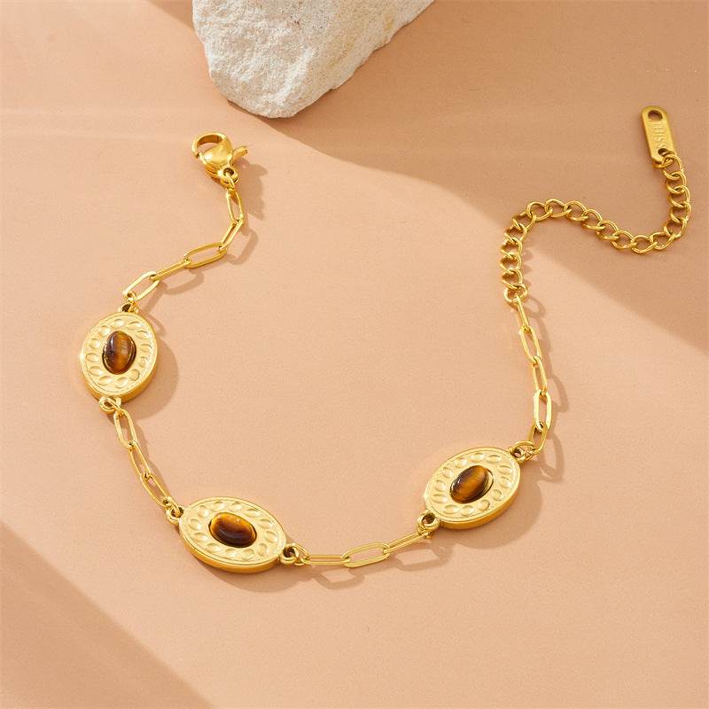 Buy Center Retro Gold-Plated Stainless Steel Oval Geometry Bracelet - Buy Center