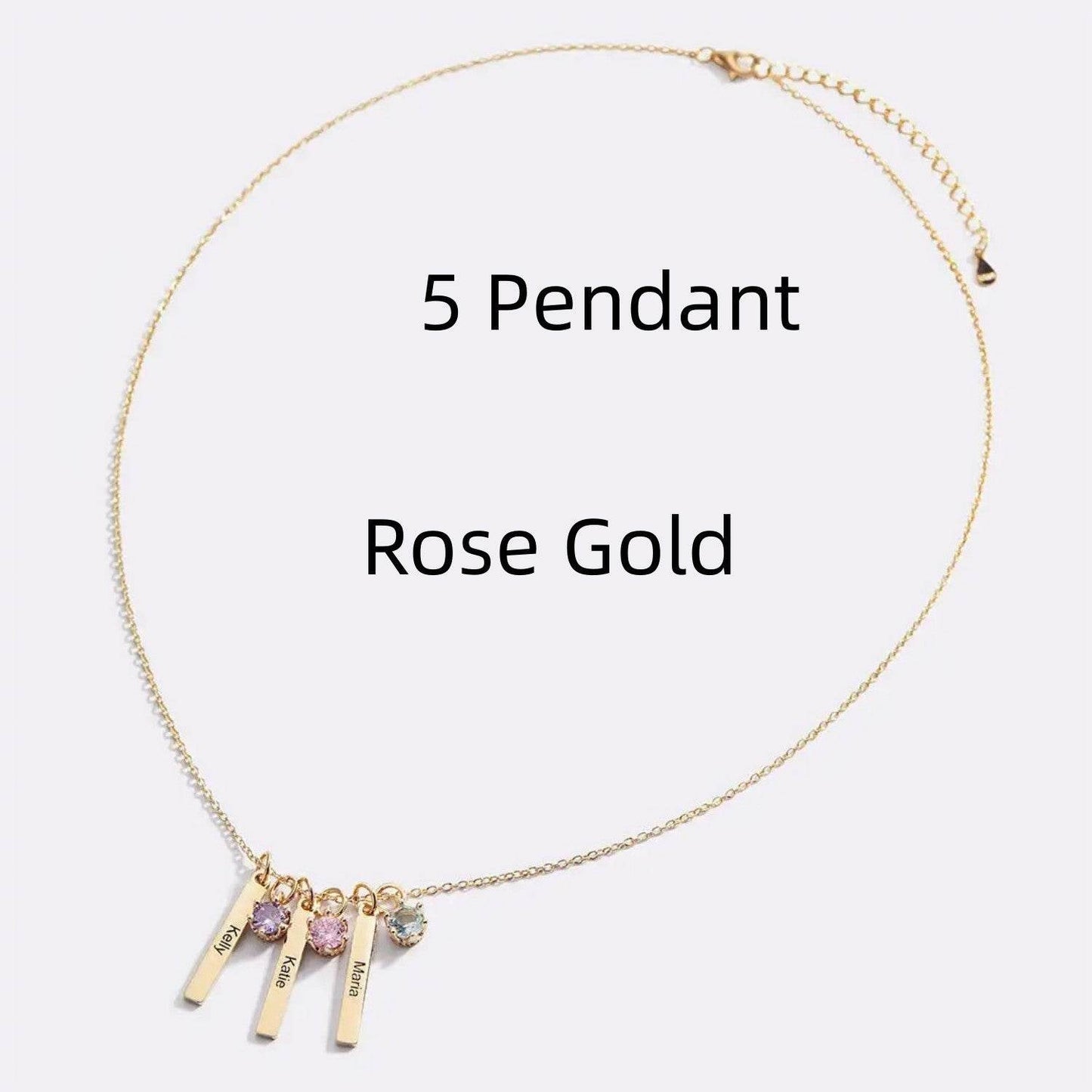 Personalized Mini Bar Birthday Stone Necklace - Custom Stainless Steel Pendant - Buy Center