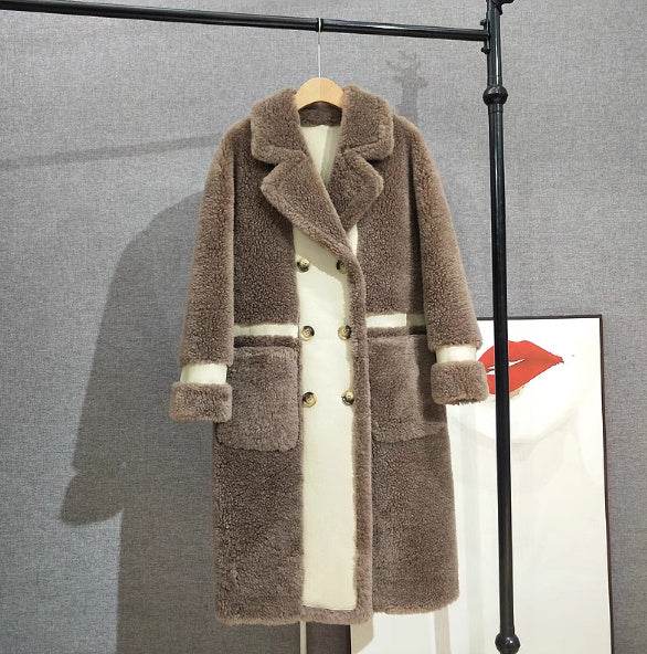 Double Breasted Lamb Fur Coat - Stylish Wool Blend for Commuting 2025 - Buy Center