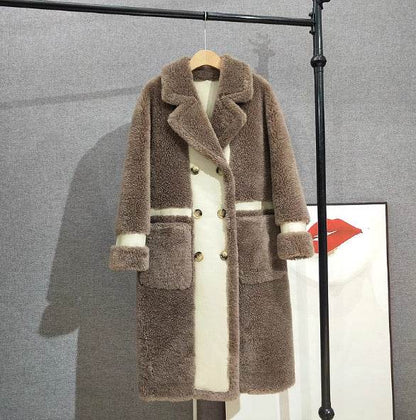 Double Breasted Lamb Fur Coat - Stylish Wool Blend for Commuting 2025 - Buy Center