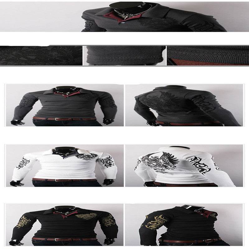 Men's Casual Lapel Shirt - Big Eagle Print for Stylish Outings - Buy Center