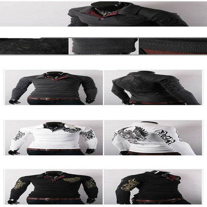 Men's Casual Lapel Shirt - Big Eagle Print for Stylish Outings - Buy Center