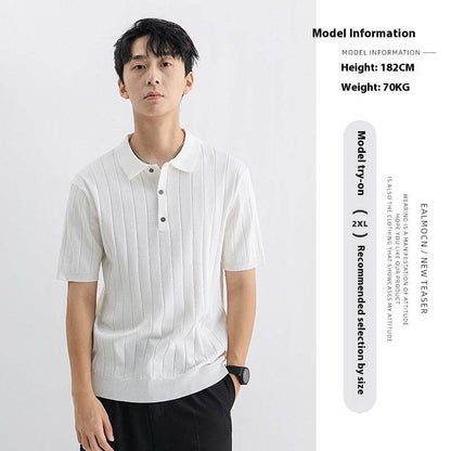 Men's Summer Casual Sweater - Breathable Short Sleeve in Solid Colors - Buy Center