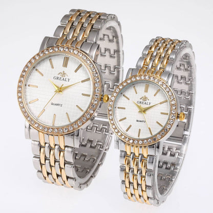 Casual Quartz Watches for Men & Women - Stylish Steel Strap with Diamonds - Buy Center