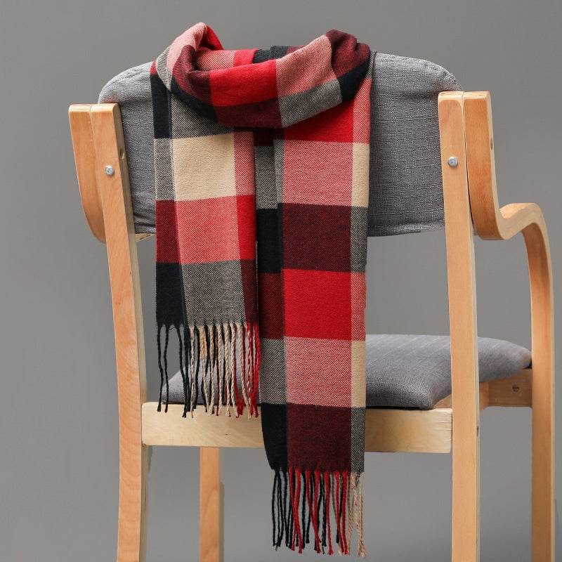 British Plaid Cashmere Scarf - Stylish Tassels, Perfect for Couples & Families - Buy Center