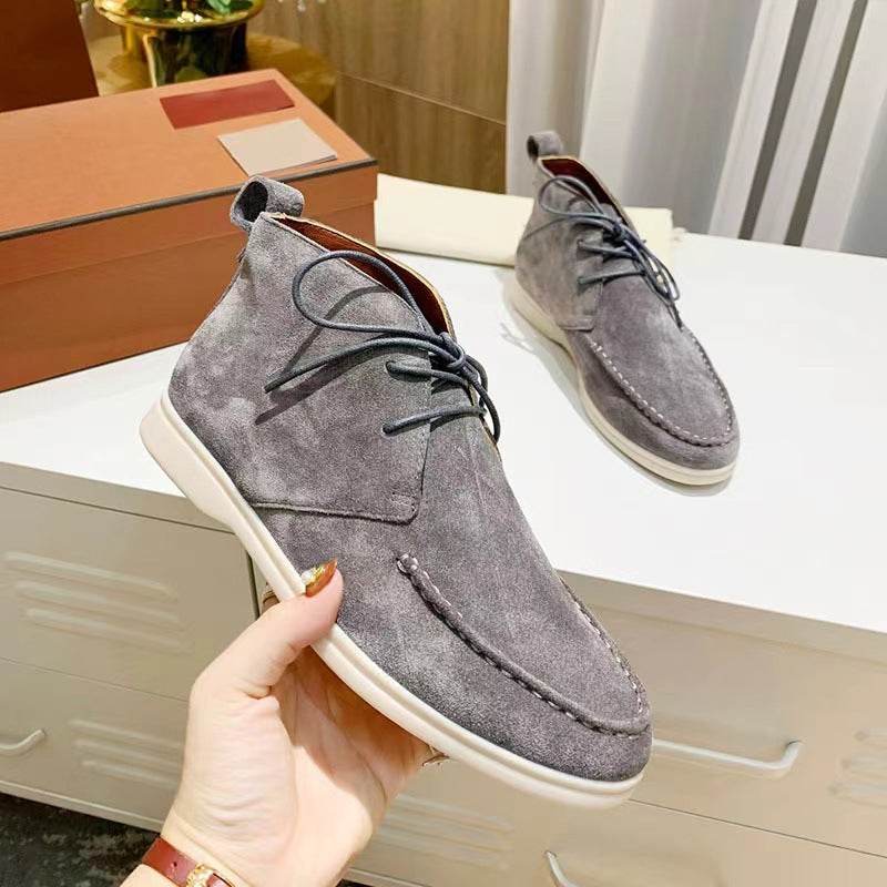 Men's Ankle Lace-up Flat Pumps - Stylish Mid-top Casual Boots 2025 - Buy Center