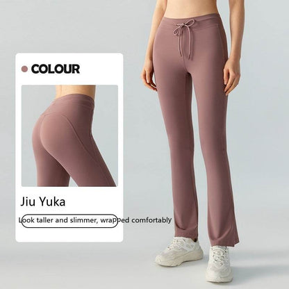Comfortable Waist Slimming Yoga Pants - Stylish Bell-Bottom with Pockets - Buy Center