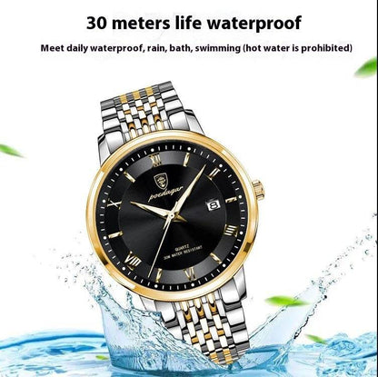 Men's Waterproof Quartz Watch - Luminous Display & Calendar Function - Buy Center