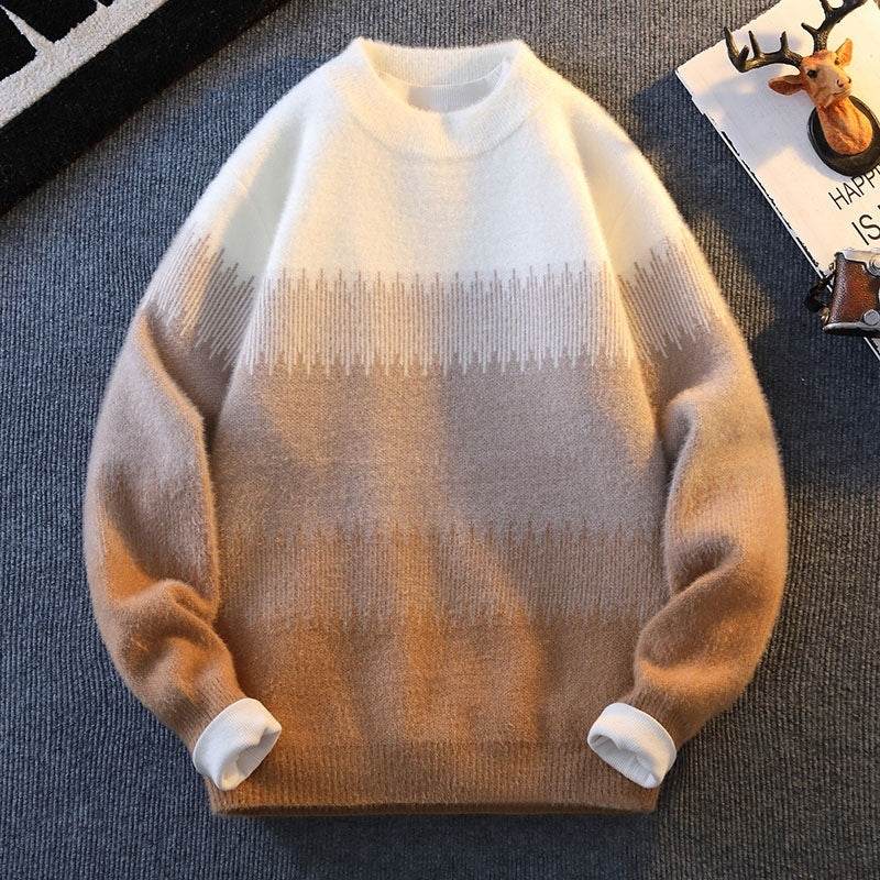 Men's Casual Loose Pullover Sweater - Warm Rabbit Fur & Trendy Colors - Buy Center