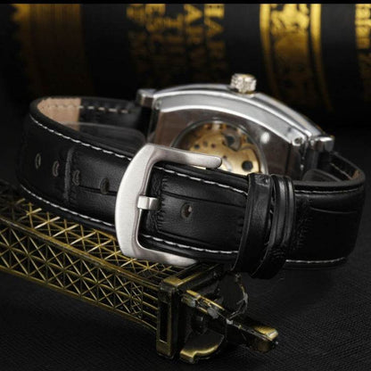 Buy Center Square Leather Mechanical Watch - Elegant Tourbillon Design - Buy Center