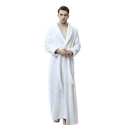Thick Waist Velvet Men's Bathrobe - Stylish Long Flannel Cardigan 2025 - Buy Center