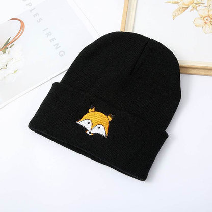 Buycenter Fashion Fox Embroidery Knitted Hat - Cozy & Versatile for All Seasons - Buy Center