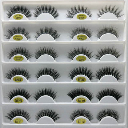Luxurious 3D Mink Hair False Eyelashes - 5 Pairs for Stunning Volume - Buy Center